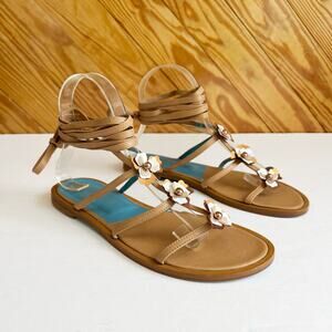 Valentina Rangoni Firenze Italian Leather Wrap Sandal Isal Curry
